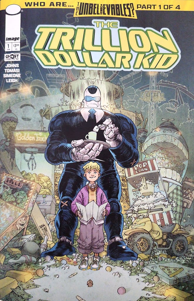 Front cover of Ghost Machine's comic issue number one, used as a visual anchor for our The Trillion Dollar Kid review.